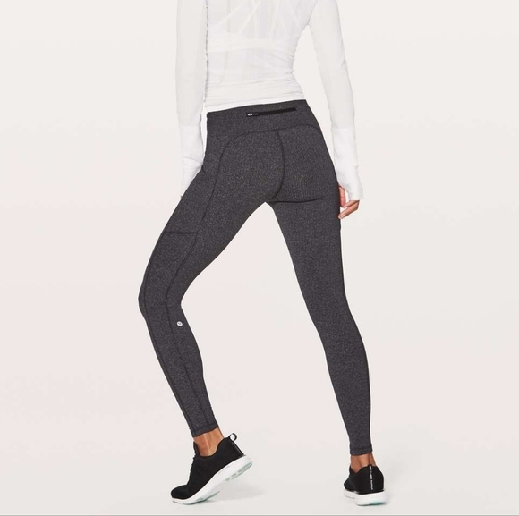 Lululemon Heathered Black Full-On Luxtreme Speed Up Tight Knit Leggings Running - Picture 1 of 13